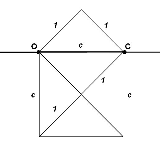 Pitagorasz-tétel egységnyi befogójú derékszögű háromszögre